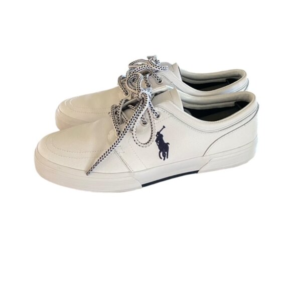 Polo Ralph Lauren Faxon Low White Leather Sneakers 9 - Picture 1 of 7